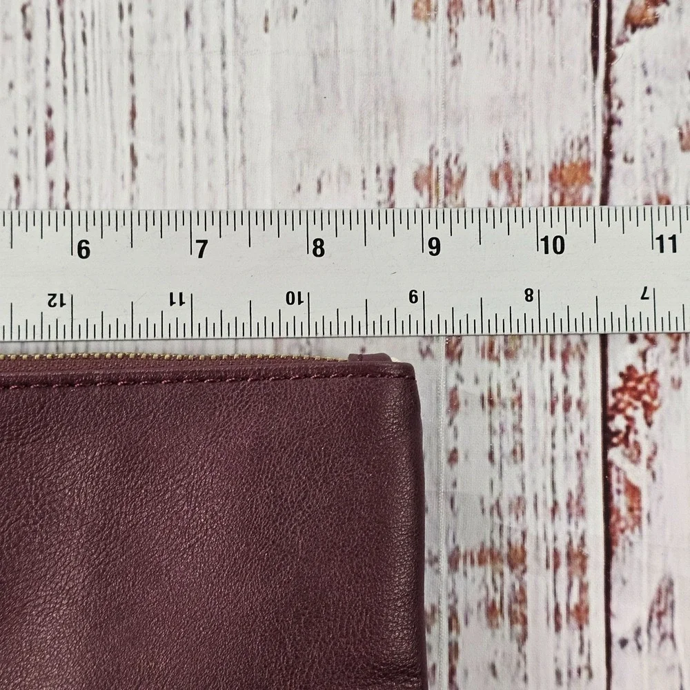 INC Burgundy Faux Leather Ring Handle Clutch Wristlet